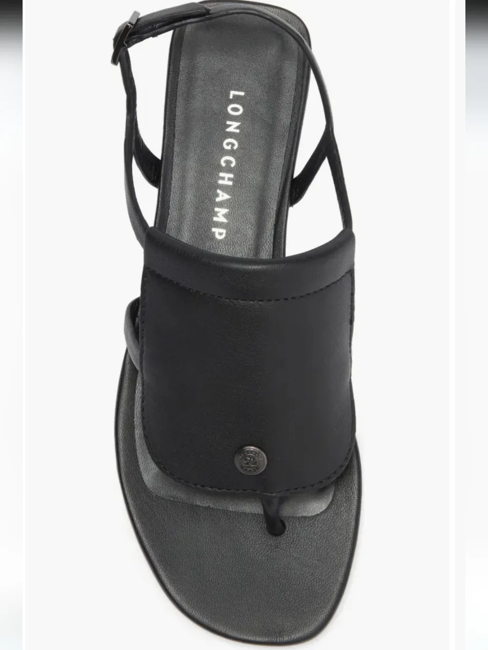 Longchamp Shield sandals feature a distinctive front pouch detail. - Picture 3 of 6
